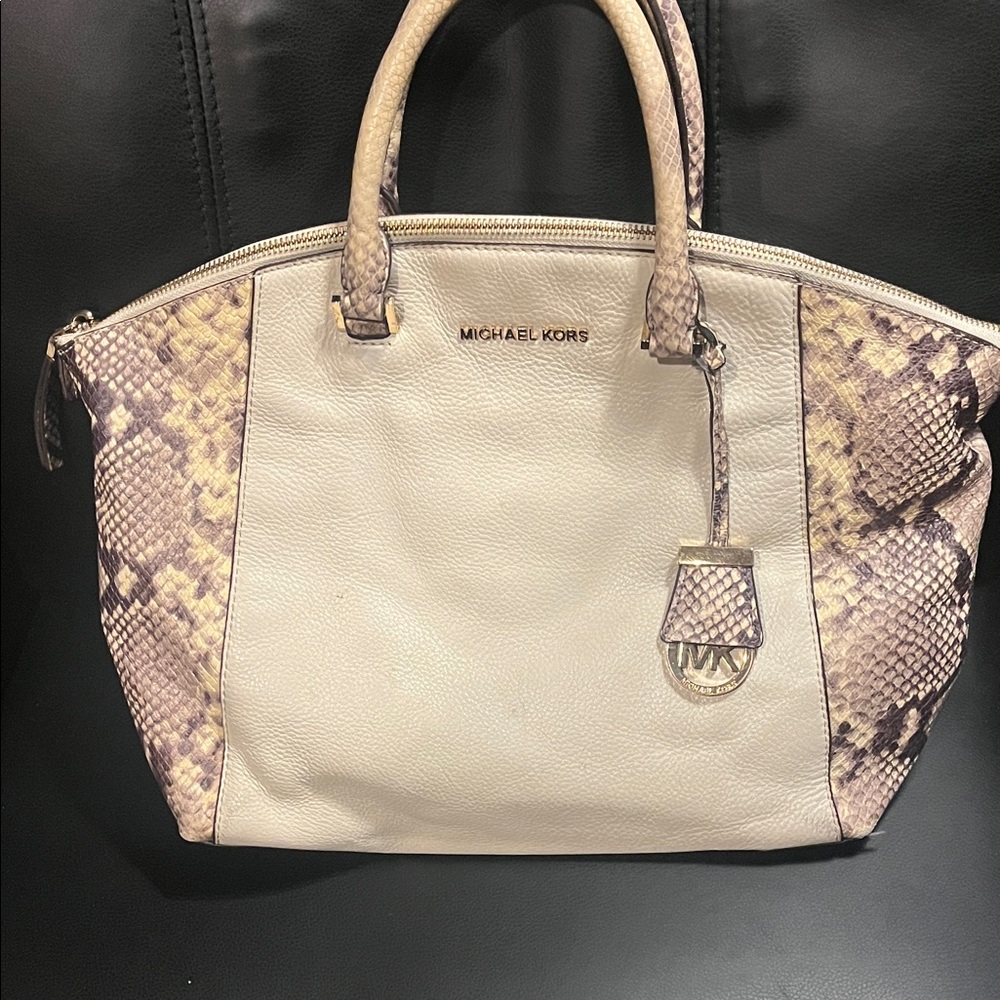 Michael Kors Cream and Brown Satchel - Picture 14 of 15
